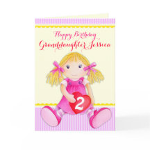 Cute art granddaughter rag doll age birthday card
