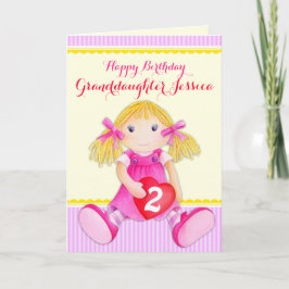 Cartão Cute art granddaughter rag doll age birthday card