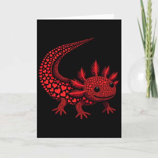 Cartão Cute Axolotl Heart Kids Mens Womens Valentine Axol (Frente)