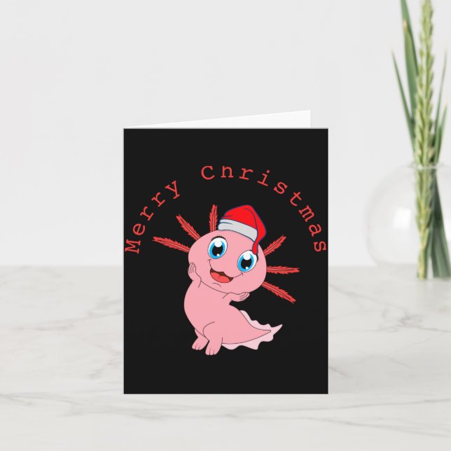 Cartão Cute Axolotl Santa Merry Christmas T Shirt  (Frente)