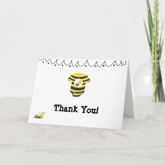 Cartão *~* Cute Baby Bee Baby Shower Thank You (Frente)