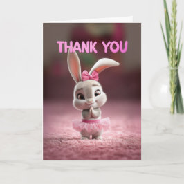 Cartão Cute Baby Bunny Girl in Pink Tutu Thank You