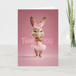 Cartão Cute Baby Bunny Girl in Pink Tutu Thank You