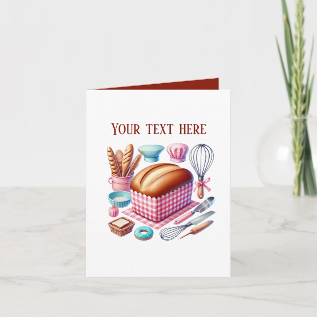 Cartão Cute Bakery bread customizable (Frente)