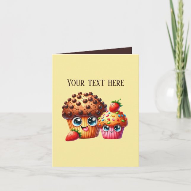 Cartão Cute bakery muffins customizable (Frente)