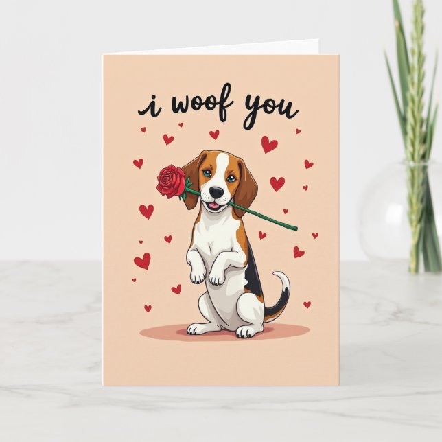 Cartão Cute Beagle I Woof You Card (Frente)