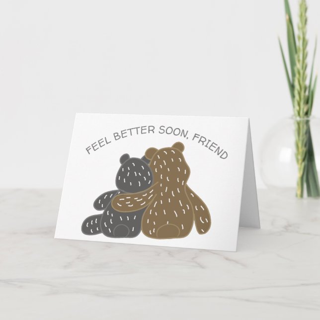 Cartão Cute Bears, Feel Better Soon, Friend Get Well (Frente)