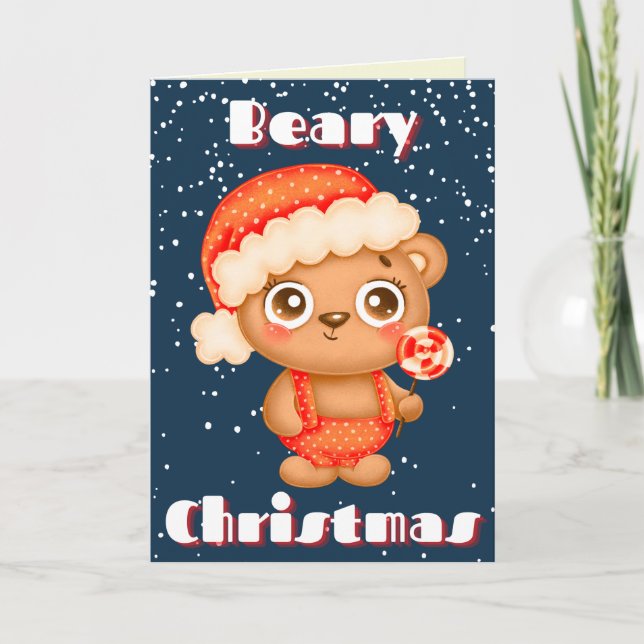 Cartão Cute Beary Christmas Card (Frente)
