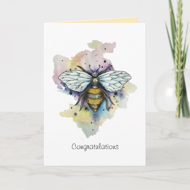 Cartão Cute Bee And Rainbow Wash Card (Frente)