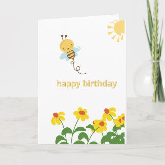 Cartão Cute Bee Happy Birthday Card Cute Bumblebee Flower
