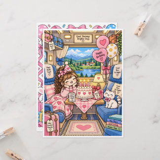 Cartão Cute Birthday Greeting Card – Blank Inside – Kawai