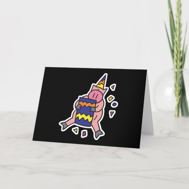 Cartão cute birthday pig (Frente)