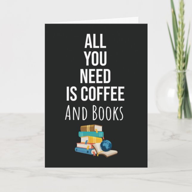 Cartão Cute Book Reading Cards Coffee Typography Reader (Frente)
