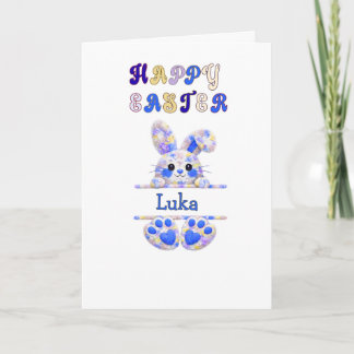 Cartão Cute Boy Easter Bunny Personalize