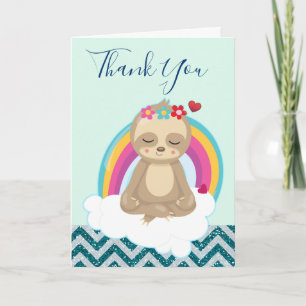 Cartão Cute Brown Sloth Meditating Teacher Appreciation