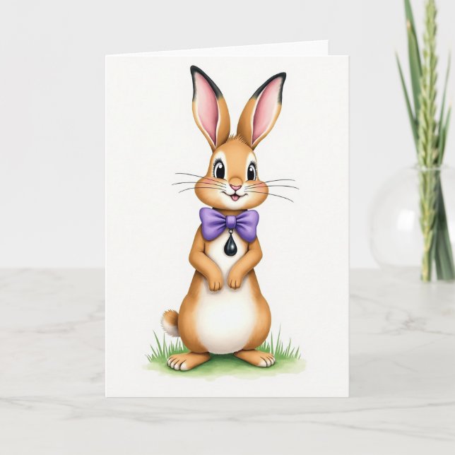 Cartão Cute Bunny Friend Greeting Card (Frente)