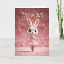Cartão Cute Bunny Girl in Pink Tutu Thank You