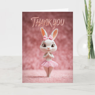 Cartão Cute Bunny Girl in Pink Tutu Thank You