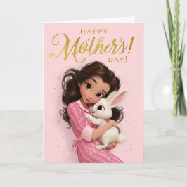 Cartão Cute Bunny Hug Mother’s Day Card