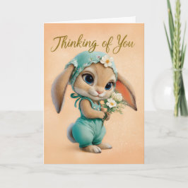 Cartão Cute Bunny in Teal Romper & Bonnet Encouragement