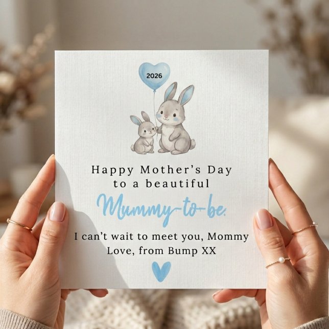 Cartão Cute Bunny Mother’s Day Card for Mummy To Be (Criador carregado)
