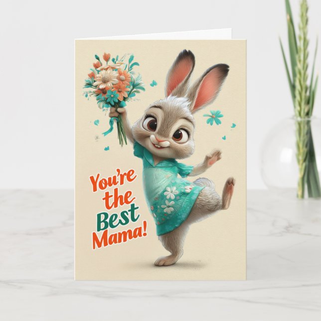 Cartão Cute Bunny You’re the Best Mama Card (Frente)