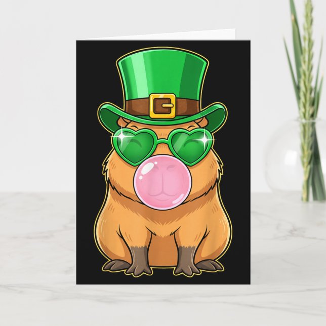 Cartão Cute Capybara St Patricks Day Capybara Bubble Gum  (Frente)