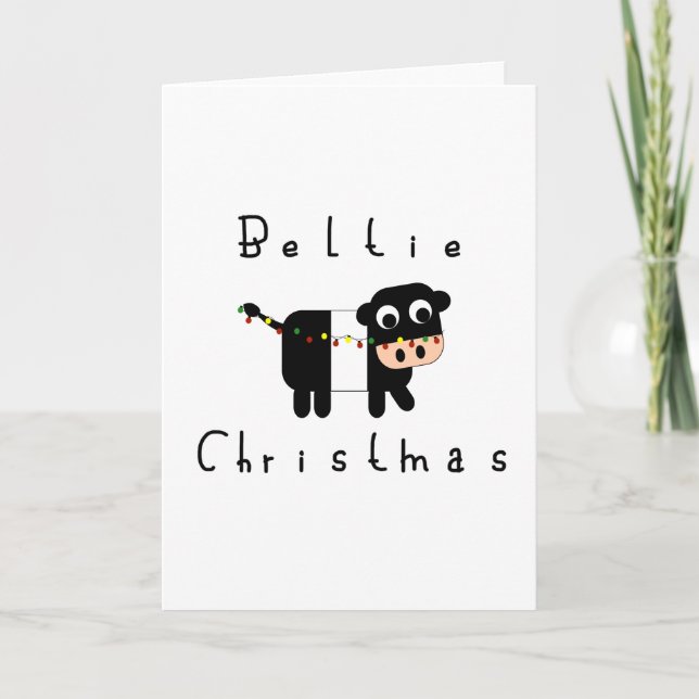 Cartão Cute Cartoon Beltie Christmas Belted Galloway Cow (Frente)