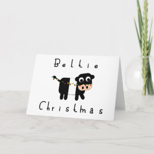Cartão Cute Cartoon Beltie Christmas Belted Galloway Cow
