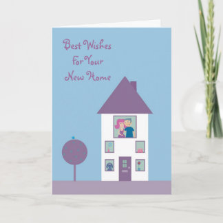 Cartão Cute Cartoon Couple & Pets New Home Customizable