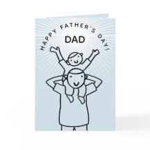 Cute Cartoon Dad with Child Father's Day