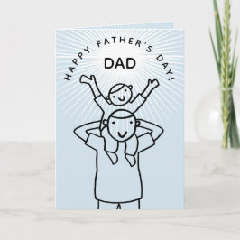 Cartão Cute Cartoon Dad with Child Father's Day