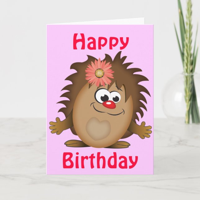 Cartão Cute Cartoon Hedgehog (Frente)