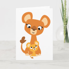 Cartão Cute Cartoon Mother Lion and cub Greeting card