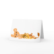 Cute Cartoon Mum Lion and Cubs greeting card