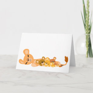 Cartão Cute Cartoon Mum Lion and Cubs greeting card