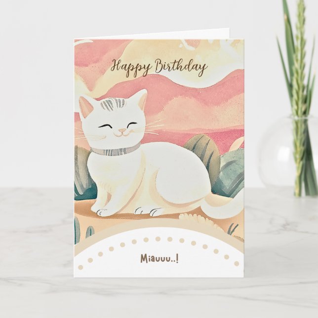 Cartão cute cat happy birthday (Frente)