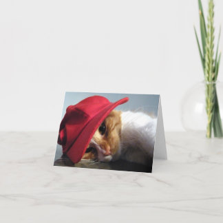 Cartão Cute Cat in Red Cap Blank Note Card