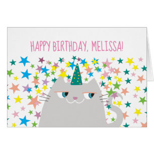 Cartão Cute Cat Unicorn Birthday Card