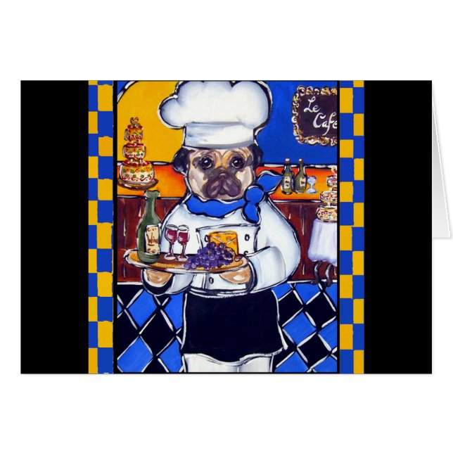 Cartão Cute Chef Pug (Frente Horizontal)