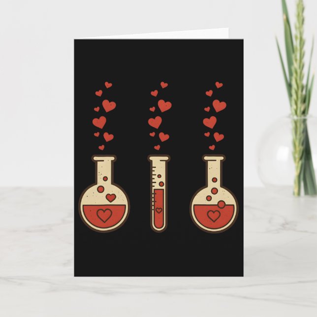 Cartão Cute Chemistry Valentine Laboratory Teacher Heart  (Frente)