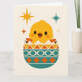 Cartão Cute Chick in Easter Egg