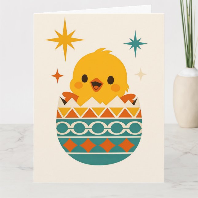 Cartão Cute Chick in Easter Egg (Frente)