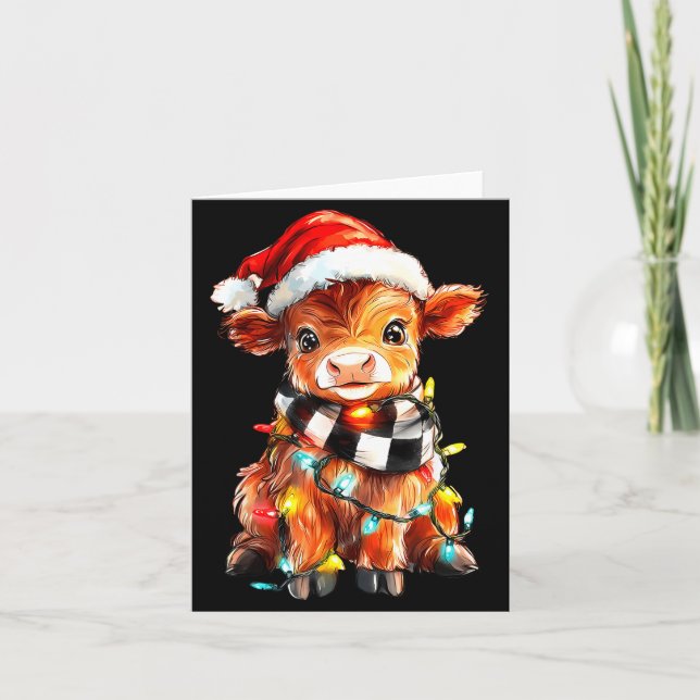 Cartão Cute Christmas Baby Highland Cow F Thanksgiving  (Frente)