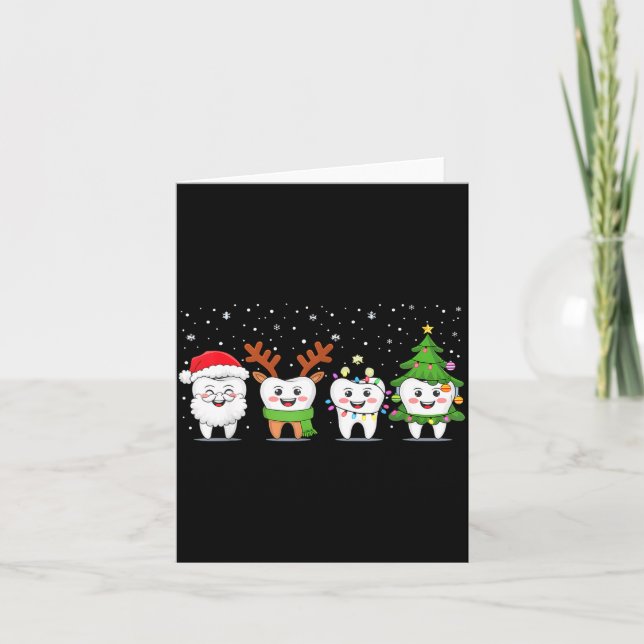 Cartão Cute Christmas Dental Tooth Characters Fun Holiday (Frente)