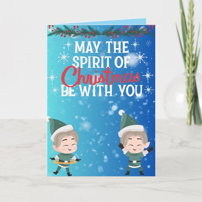 Cartão Cute Christmas Elf Duo Holiday Greeting (Frente)