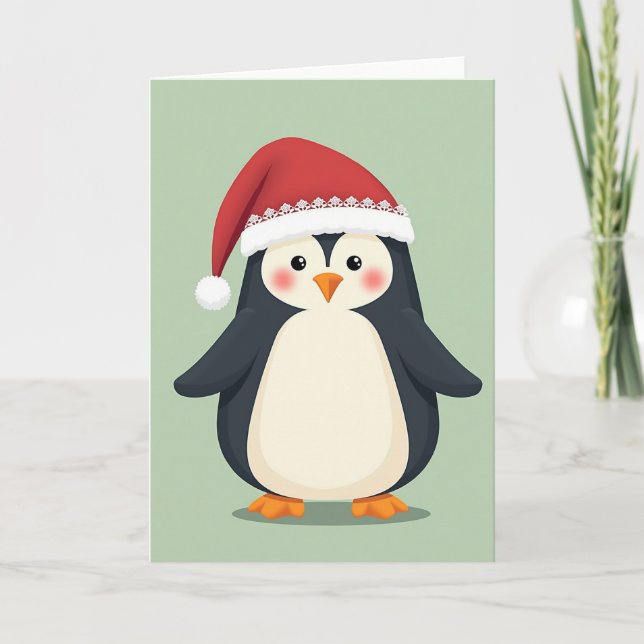Cartão Cute Christmas Penguin Card (Frente)