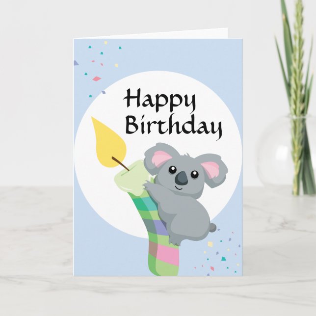 Cartão Cute Chubby cartoon Koala illustration birthday (Frente)