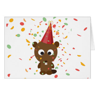 Cartão Cute Confetti Party Beaver