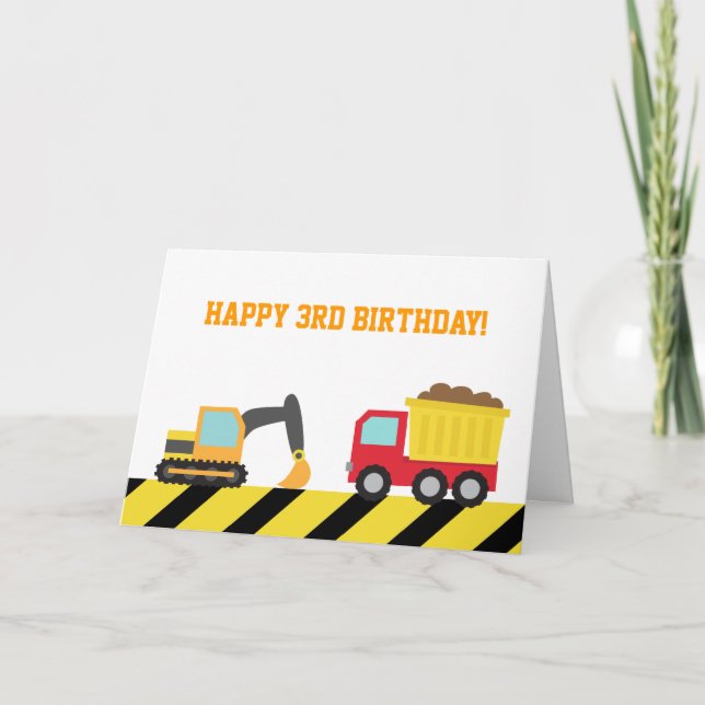 Cartão Cute Construction Vehicles for Birthday Boy (Frente)